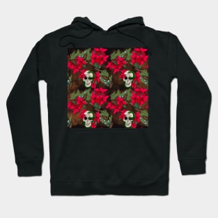 Gothic Pagan Holiday Skulls, Snakes, and Poinsettia Black and Orange Hoodie